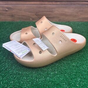 Crocs Classic Metallic Two-Strap Sandal Unisex Adult 7/9 Gold Slip On 209970-710